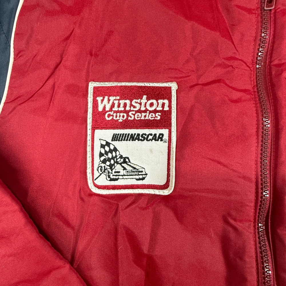 Vintage 1980s NASCAR Winston Cup Series Jacket Mens Large Red Puffer Made in USA - Picture 3 of 16